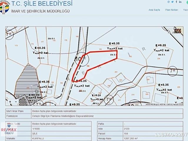 YASİN KURTULUŞ *ŞİLE KURFALLI'DA ANAYOLA CEPHE KONUT İMARLI ARSA