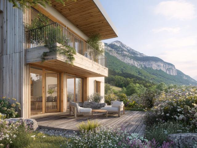 Yvoire — T2 en rez de jardin avec terrasse, jardin privatif de 40 m2 et garage