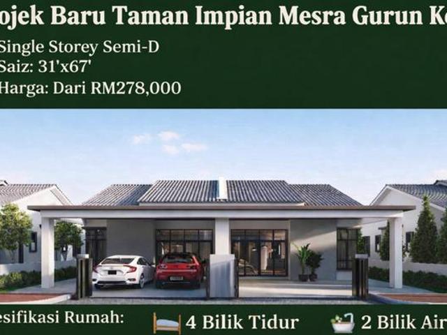 Zero Booking SemiD Setingkat Taman Impian Mesra Gurun Kedah