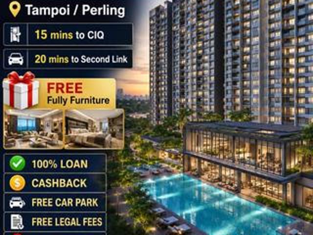 Zerodeposit Skudai Free Furnished Monthly SGD500 Balcony 23bed 1000ft