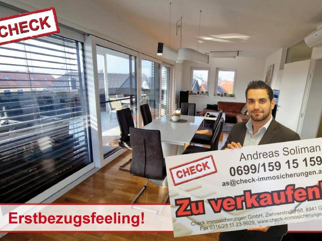 Ziegelmassivbau! 130 m² große Penthouse Maisonette mit 81 m² Terrasse und 4 Parkplätzen!