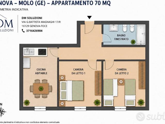 Zona molo luminoso trilocale ristrutturato