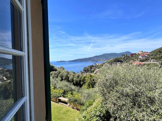 Zoagli: Cornice per Sant'Ambrogio proponiamo in esclusiva, in piccolo contesto di soli tre appartamenti splendido appartamento su due livelli con vista mare, immerso nella tranquillità e dotato di giardino privato e posto auto, in locazione contratto 4+4