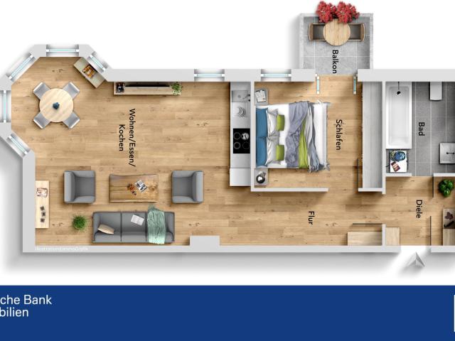 Zwei Zimmer Wohnung in Top Zustand mit Balkon im Zentrum von Deggendorf