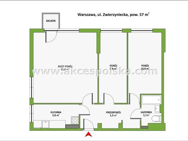 Zwierzyniecka 57 m², Warszawa