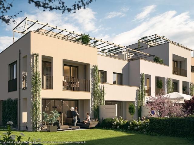Zum Wohlfühlen! 4 Zi. REH, real geteilt mit großzügiger Dachterrasse und direktem Zugang zur TG