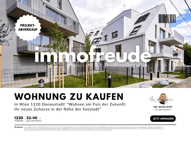 Zum Verkauf steht eine energieeffiziente 5 Zimmer Neubau Wohnung mit Fußbodenheizung, Luftwärmepumpe, Solaranlage, zwei modernen Bädern, zwei separatem WC´s und ca 92,58 m² Gartenfläche in Wien 1220 Donaustadt, nahe der Seestadt