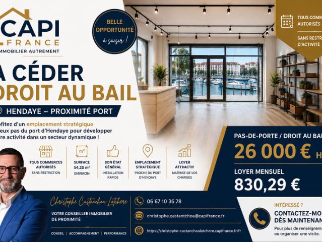 À CÉDER – DROIT AU BAIL COMMERCIAL – HENDAYE PORT
