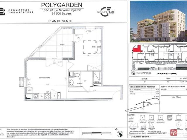 À LOUER – Appartement T2 neuf de 42 m² – Résidence POLYGARDEN – Béziers