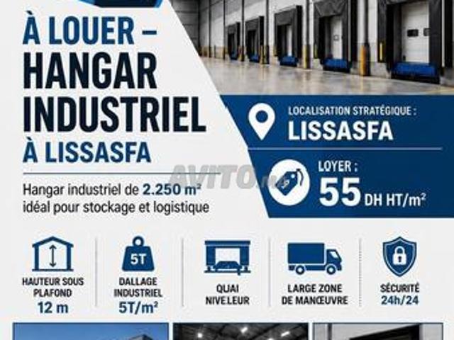 À louer – hangar de 2250 m2 à lissasfa