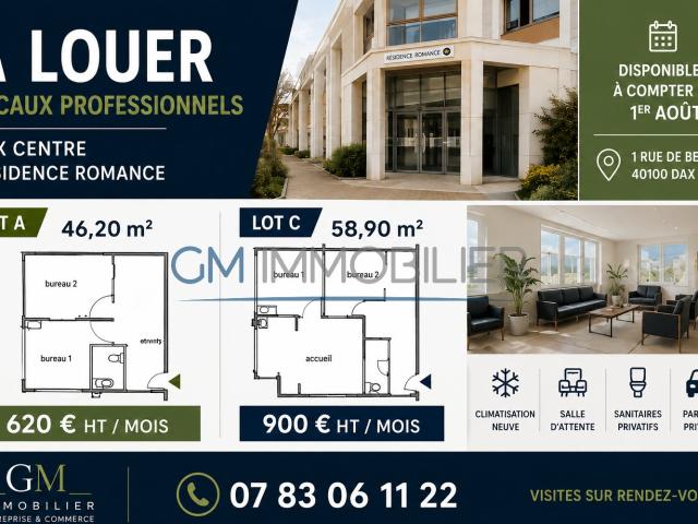 À LOUER Locaux professionnels de standing DAX Centre