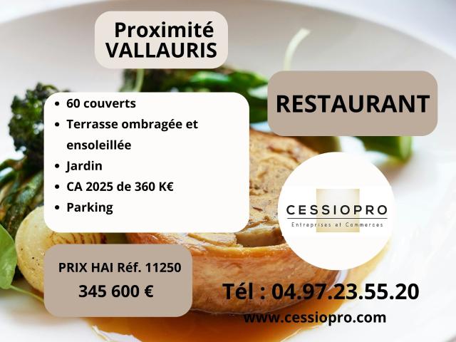 À proximité de Vallauris, restaurant avec terrasse, un parking spacieux et un jardin, idéal couple de professi