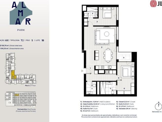à venda Apartamento de alto padrão de 107 m2, Almada, Setúbal