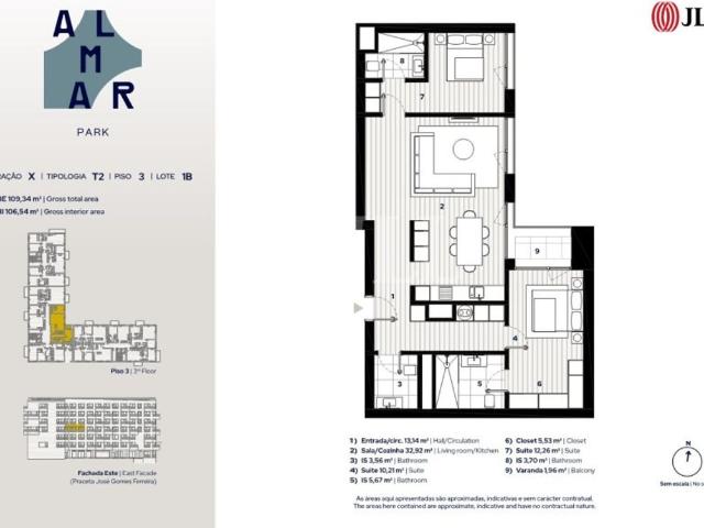 à venda Luxuoso apartamento de 107 m2, Almada, Setúbal