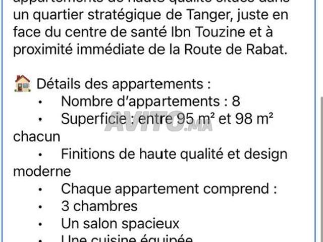 A vendre 8 APPARTEMENTS Haut Standing a tanger