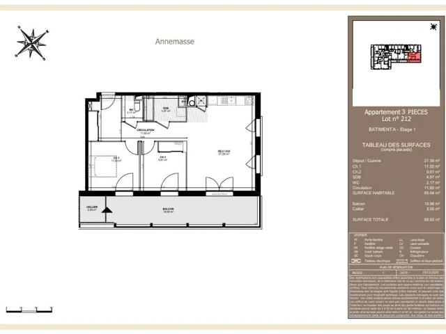A vendre T3 Neuf de 66.64 m² avec terrasse Annemasse