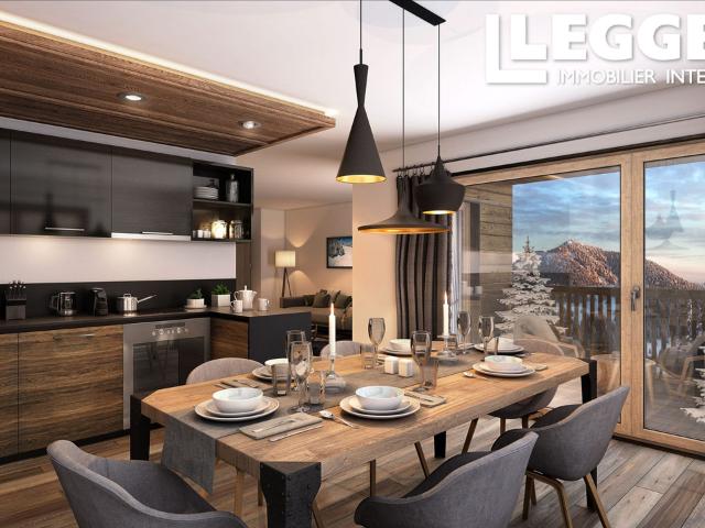A vendre: T2 cabine de 46m2 avec parking privé, caves et casiers à skis. Livraison mi 2025 situe a Champagny
