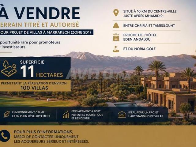 A vendre terrain autorisé 11 hectare zone villas