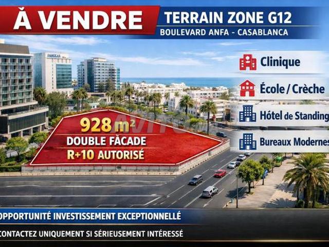 A vendre terrain bâtiment R10 à Casa Anfa