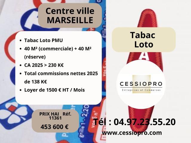 A vendre très beau Tabac Loto, en centre ville de Marseille