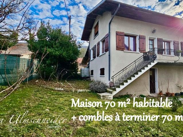 A vendre à CHINDRIEUX, maison individuelle avec fort potentiel d’évolution – Jusqu’à 140 m² habitables. Terrain et garage. Lac du Bourget