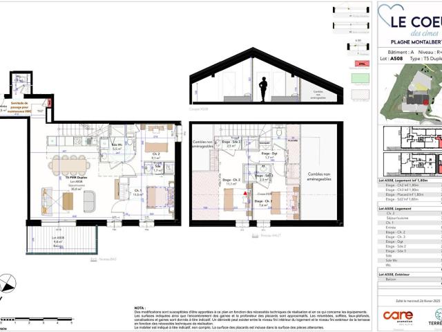 À vendre: Appartement 5 pièces duplex Pmr avec vue montagne. 111m² Bellentre