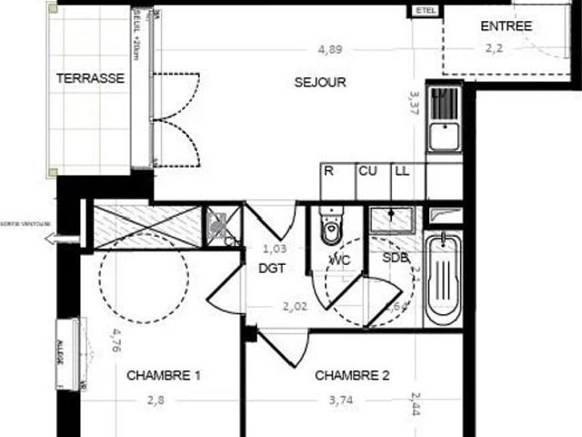 A vendre – Appartement 3 pièces avec terrasse à Cabourg