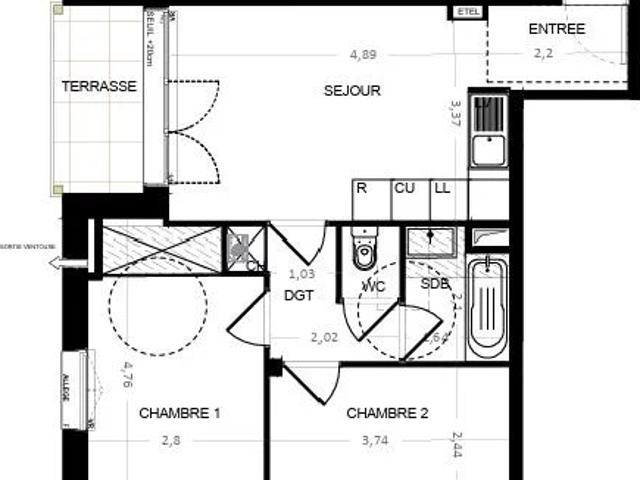 A vendre – Appartement 3 pièces avec terrasse à Cabourg