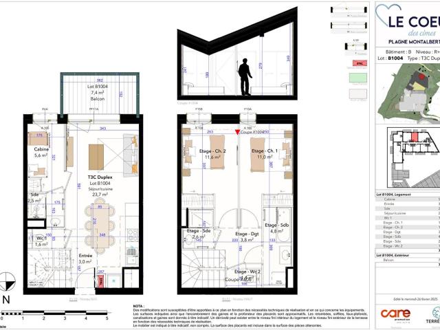 À vendre: Appartement 3 pièces Duplex et un balcon vue mont. 72m² Bellentre