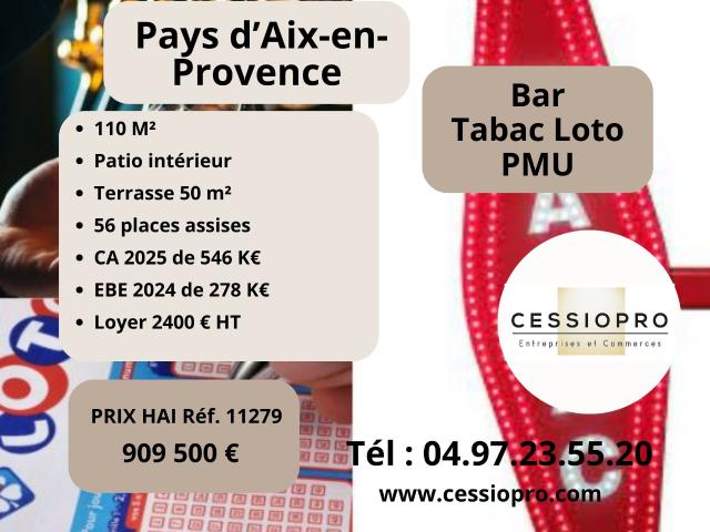 A vendre Bar Tabac Loto PMU, avec Terrasse, Pays d’Aix en Provence