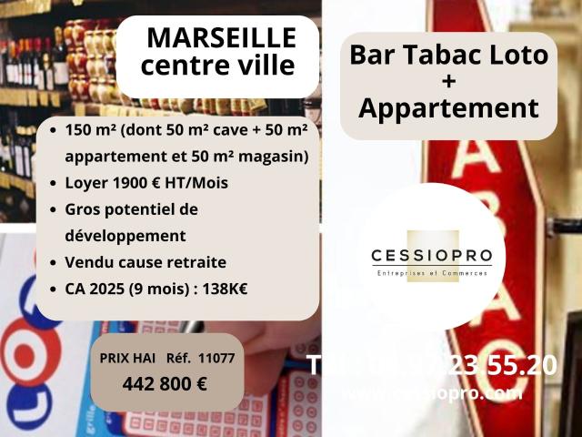 A vendre Bar Tabac Loto Refait à Neuf, Marseille Centre Ville + Appartement