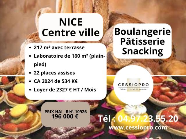 A VENDRE BOULANGERIE PÂTISSERIE SNACKING AVEC TERRASSE NICE