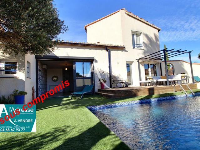 À VENDRE CABESTANY VILLA T5 DE 160 M² AVEC PISCINE SUR TERRAIN 3 FACES DE 400 M²