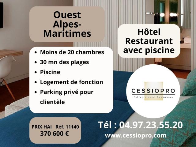 À Vendre Hôtel Restaurant avec Piscine Moins de 20 chambres Ouest Alpes Maritimes