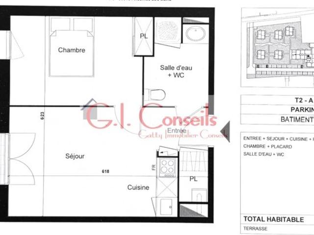 A VENDRE joli appartement T2 avec terrasse et parking à An