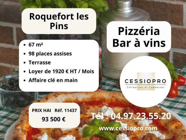 A VENDRE PIZZERIA BAR à VINS en angle 67 M2 + 100M2 de terrasses à ROQUEFORT LES PINS