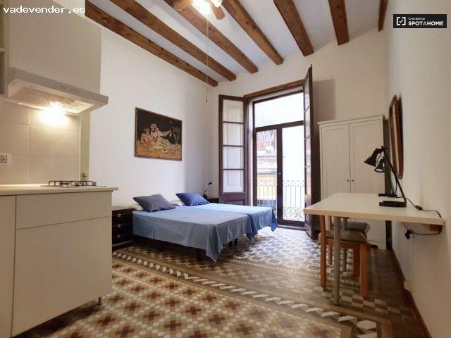 Acogedor apartamento estudio con balcón en alquiler en Barri Gòtic