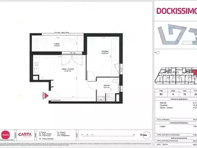 achat appartement, 37.72 m² terrasse parking