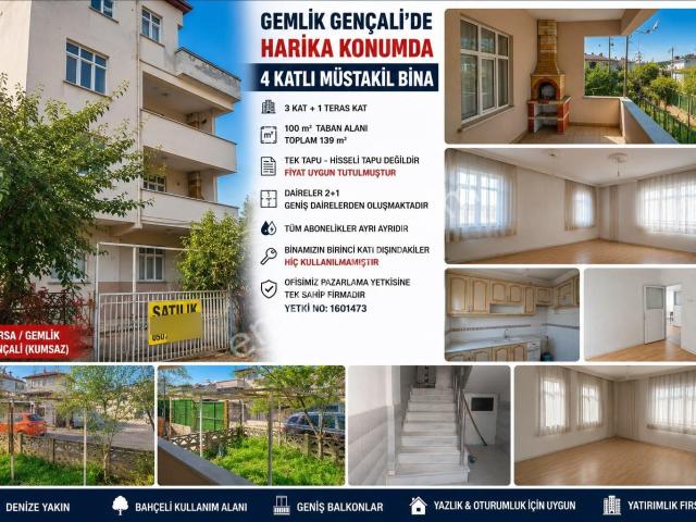 Acil Gemlik Gençalide Harika Konumda 4 Katlı Müstakil Bina