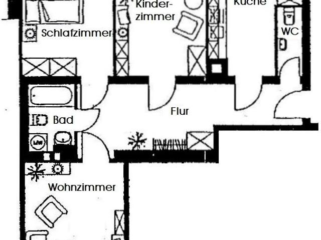 Wird noch komplett renoviert: 3 Zimmer Wohnung im Hochparterre, mit neuem Laminatboden & kl. Balkon