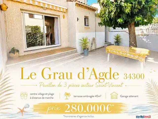 Agde 34300 Achat / Vente maison 3 pièces t3 terrasse