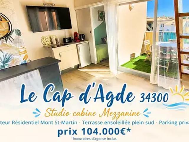 Agde 34300 Achat / Vente appartement 2 pièces t2 terrasse