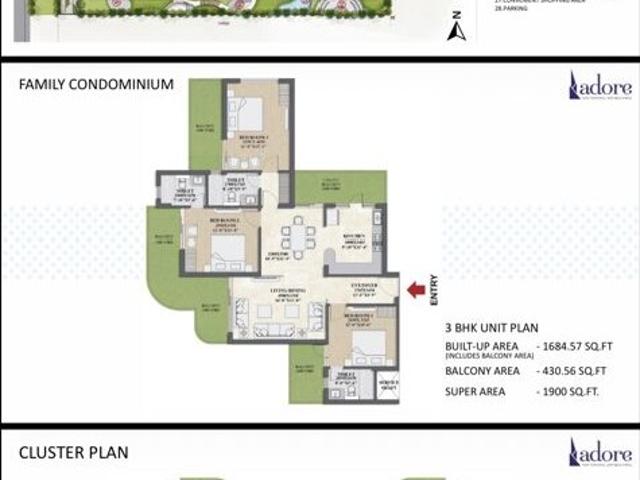 Adore Arpanam 3 Bedroom 1915 Sq. Ft. Apartment in Sector 83 Faridabad Listing ID: #10358