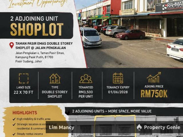 Adjoining Double Storey Shoplot Taman Pasir Emas