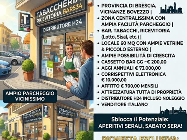 Affare! Bar Tabacchi Ricevitoria prov. di Brescia rif. BAR537