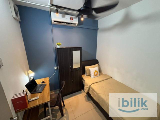 ✨Affordable Fully Furnished Single Room ✨ @ Sri Jati 2, Special Promotion, New Aircond Wardrobe Table Chair Mattress