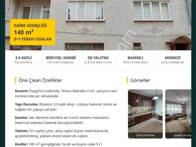 Akalfadan İnegölün Kalbi Çarşının Merkezinde Satılık Komple Bina