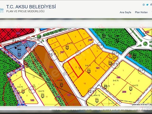 AKSU MERKEZDE İMARA AÇIK KONUT İMARLI ARSA 1200 M2 TEK TAPU