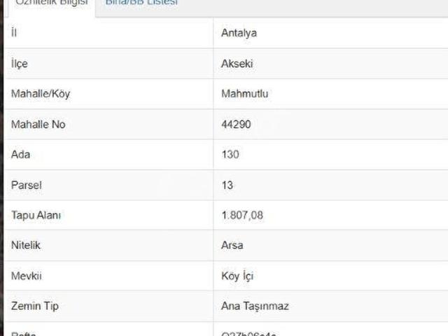AKSEKİ MAHMUTLU'DA SATILIK ARSA