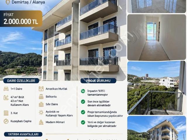 Alanya Demirtaş'ta Sıfır 1+1 Daire Yatırım Fırsatı